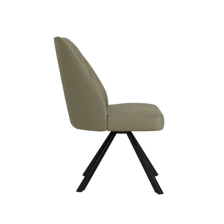 Set of 4 Sage Green Faux Leather Swivel Dining Chairs - Logan