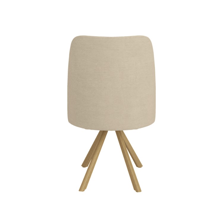 Set of 6 Beige Upholstered Swivel Dining Chairs with Oak Effect Legs - Logan