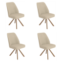 BUN/LOG046/99026 Set of 4 Beige Upholstered Swivel Dining Chairs with Walnut Effect Legs - Logan
