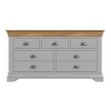 Loire Large Grey Painted Sideboard Two Tone with Oak Top - 7 Storage Drawers