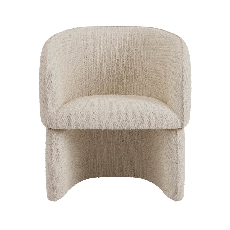 Set of 4 Curved Cream Boucle Tub Dining Chairs - Lottie