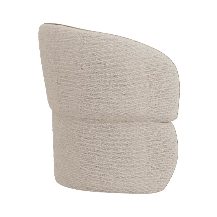 Set of 4 Curved Cream Boucle Tub Dining Chairs - Lottie