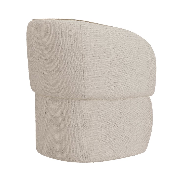 Set of 4 Curved Cream Boucle Tub Dining Chairs - Lottie