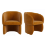 Set of 2 Curved Tan Textured Upholstered Dining Chairs - Lottie
