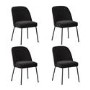 Set of 4 Black Upholstered Curved Dining Chairs - Celia