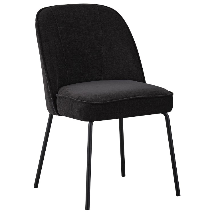 Set of 4 Black Upholstered Curved Dining Chairs - Celia