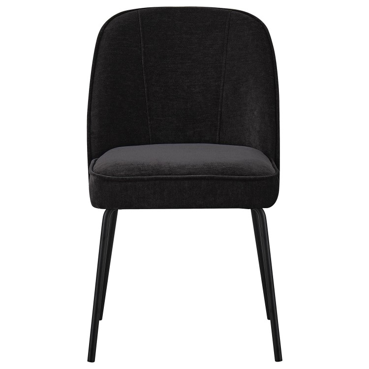 Set of 4 Black Upholstered Curved Dining Chairs - Celia