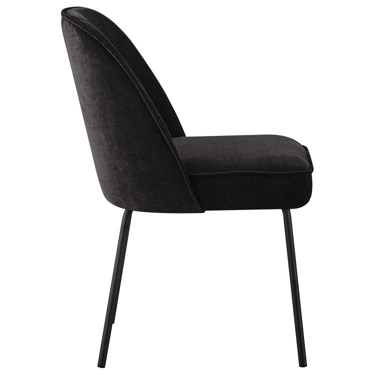 Set of 4 Black Upholstered Curved Dining Chairs - Celia