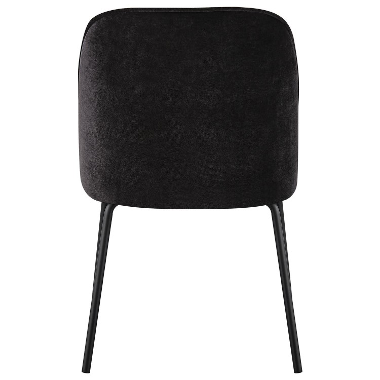 Set of 4 Black Upholstered Curved Dining Chairs - Celia