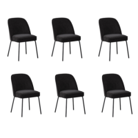 Set of 6 Black Upholstered Curved Dining Chairs - Celia