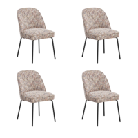 Set of 4 Multi Coloured Upholstered Curved Dining Chairs - Celia Set of 4 Multi Coloured Upholstered Curved Dining Chairs - Celia