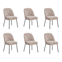 Set of 6 Multi Coloured Upholstered Curved Dining Chairs - Celia Set of 6 Multi Coloured Upholstered Curved Dining Chairs - Celia