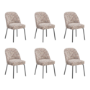 Set of 6 Multi Coloured Upholstered Curved Dining Chairs - Celia