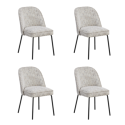 BUN/LTN004/95871 Set of 4 Neutral Upholstered Curved Dining Chairs - Celia