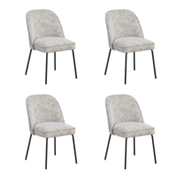 Set of 4 Neutral Upholstered Curved Dining Chairs - Celia Set of 4 Neutral Upholstered Curved Dining Chairs - Celia