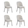 Set of 4 Neutral Upholstered Curved Dining Chairs - Celia