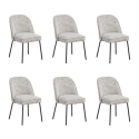 BUN/LTN004/95872 Set of 6 Neutral Upholstered Curved Dining Chairs - Celia