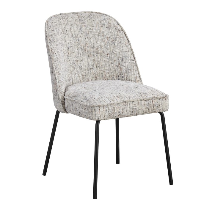 Set of 2 Neutral Upholstered Curved Dining Chairs - Celia
