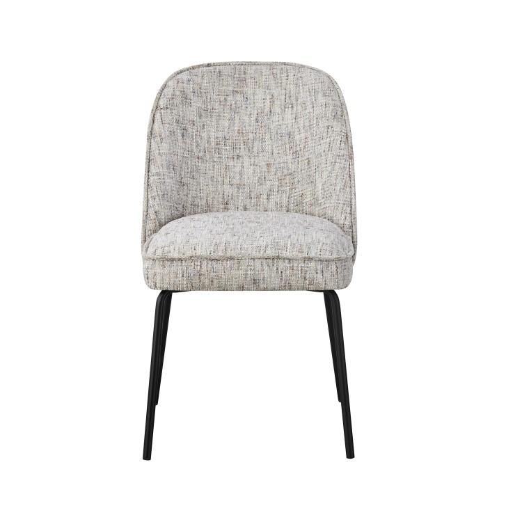Set of 2 Neutral Upholstered Curved Dining Chairs - Celia