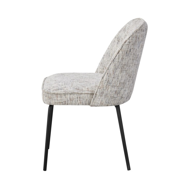 Set of 2 Neutral Upholstered Curved Dining Chairs - Celia