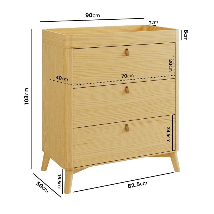 Wooden Changing Table with Drawers - Luna