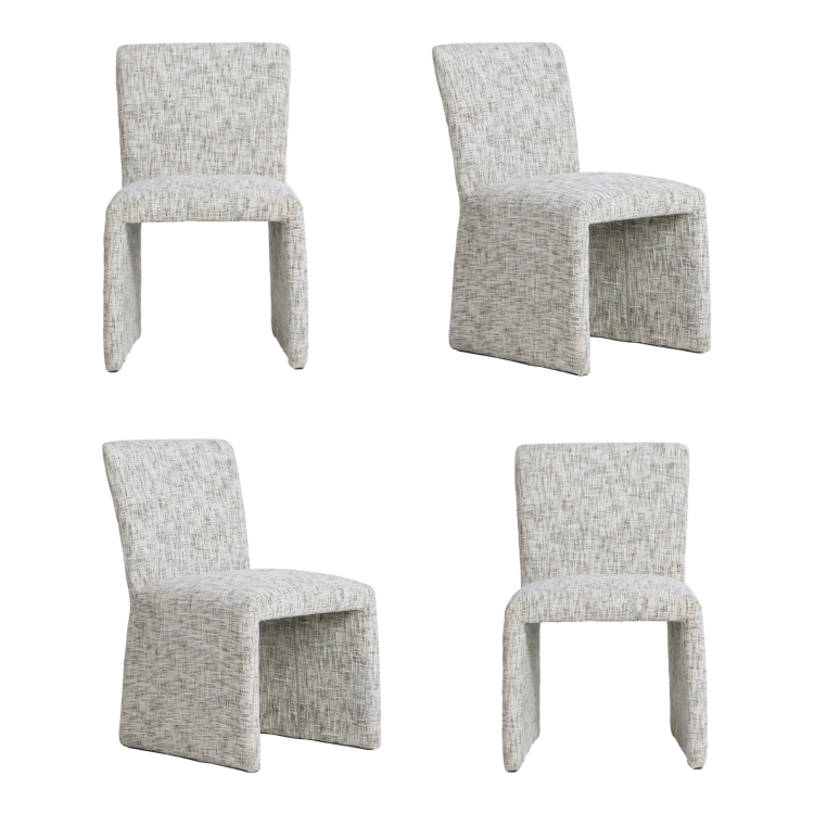 Set of 4 Neutral Upholstered Dining Chairs - Lucie