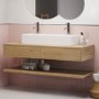 Grade A1 - 1200mm Oak Wall Hung Countertop Vanity Unit with Countertop Gloss White Basin