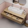 Grade A1 - 1200mm Oak Wall Hung Countertop Vanity Unit with Countertop Gloss White Basin