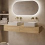 1200mm Oak Wall Hung Countertop Vanity Unit with Square Basin - Lugo
