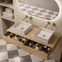 1200mm Oak Wall Hung Countertop Vanity Unit with Square Basin - Lugo