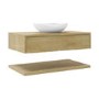800mm Wood Effect Wall Hung Countertop Vanity Unit with Basin and Shelf - Lugo