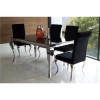 Louis Mirrored Dining Set in Black with 160cm Table &amp; 4 Velvet Chairs - Vida Living