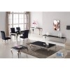 Louis Mirrored Dining Set in Black with 160cm Table &amp; 4 Velvet Chairs - Vida Living