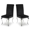 Louis Mirrored Dining Set in Black with 160cm Table &amp; 6 Velvet Chairs - Vida Living