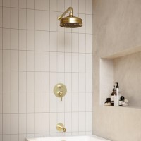 Brushed Brass 2 Outlet Wall Mounted Mixer Shower Set With Bath Filler Spout - Lyla