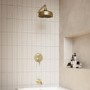 Brushed Brass 2 Outlet Wall Mounted Mixer Shower Set With Bath Filler Spout - Lyla