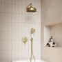 Brushed Brass 2 Outlet Wall Mounted Mixer Shower Set With Hand Shower - Lyla