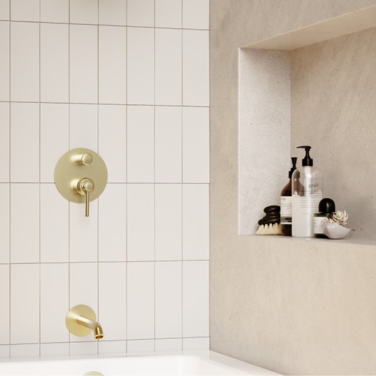 Brushed Brass Bath Filler Tap with Concealed Valve - Lyla