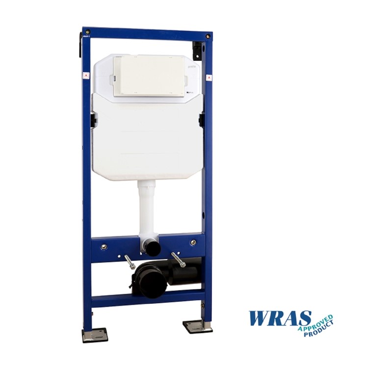 Grade A1 - Concealed Cistern 1180mm Wall Hung Toilet Frame with Flush Plate in Brushed Bronze - Live Your Colour