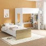 L-Shaped Detachable Bunk Bed with Storage in White and Oak - Layne
