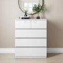 White Bedside Table and Chest of Drawers Set - Lyra