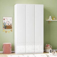 Kids Tall White High Gloss 3 Door Triple Wardrobe - Lyra