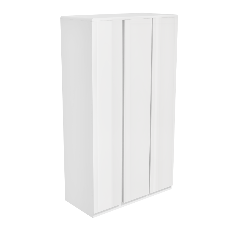 Kids Tall White High Gloss 3 Door Triple Wardrobe - Lyra