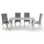 Louis Mirrored Dining Set with White 160cm Table & 4 Silver Velvet Chairs - Vida Living