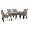 Louis Mirrored 160cm Dining Table with 4 Chairs in Silver Velvet