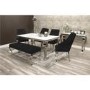 Louis White & Mirrored Dining Table 160cm with 4 Black Velvet Chairs & Bench