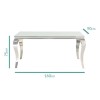 White Mirrored Dining Table with 2 Chairs in Grey Velvet &amp; 1 Bench - Louis