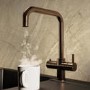 Bronze 3 in 1 Instant Boiling Water Kitchen Tap & Black Undermount Workstation Sink with Accessories Set - Mae