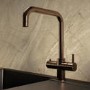 Bronze 3 in 1 Instant Boiling Water Kitchen Tap & Black Undermount Workstation Sink with Accessories Set - Mae