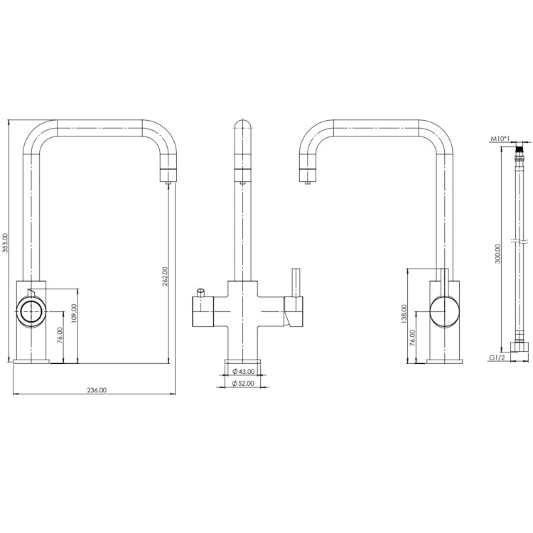 Brass 3 in 1 Instant Boiling Water Kitchen Tap & Black Undermount Workstation Sink with Accessories Set - Mae